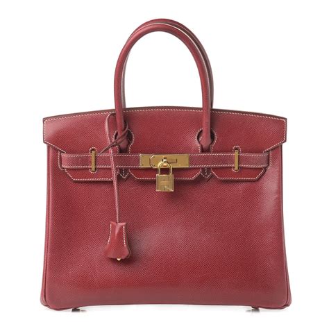 HERMES Veau Lisse Birkin 30 Rouge H .